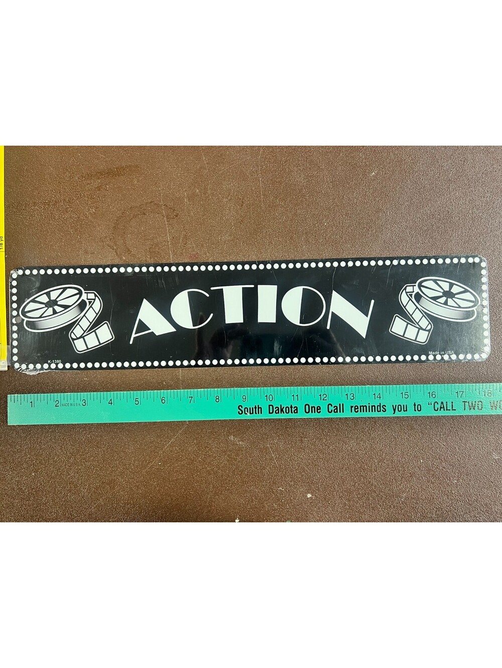 Action Aluminum Sign 4x18 Movie Theater Film Reel Home Cinema Wall Decor